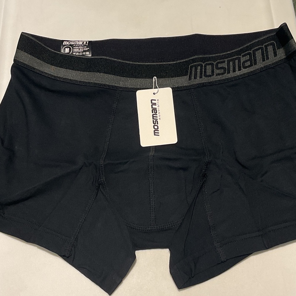 Mosmann Men's Dark Boxer Briefs with Gray Waistband